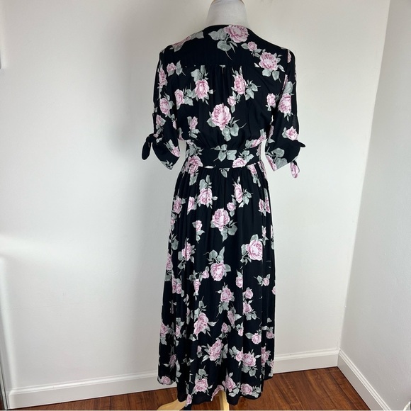 Free People Love of My Life Floral Print Midi Dress Size XS Black Pink - Picture 8 of 10